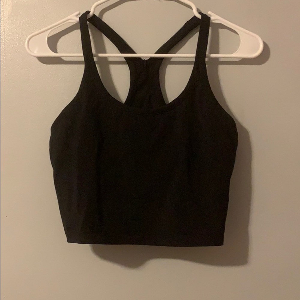 Medium black athletic crop top with built in bra